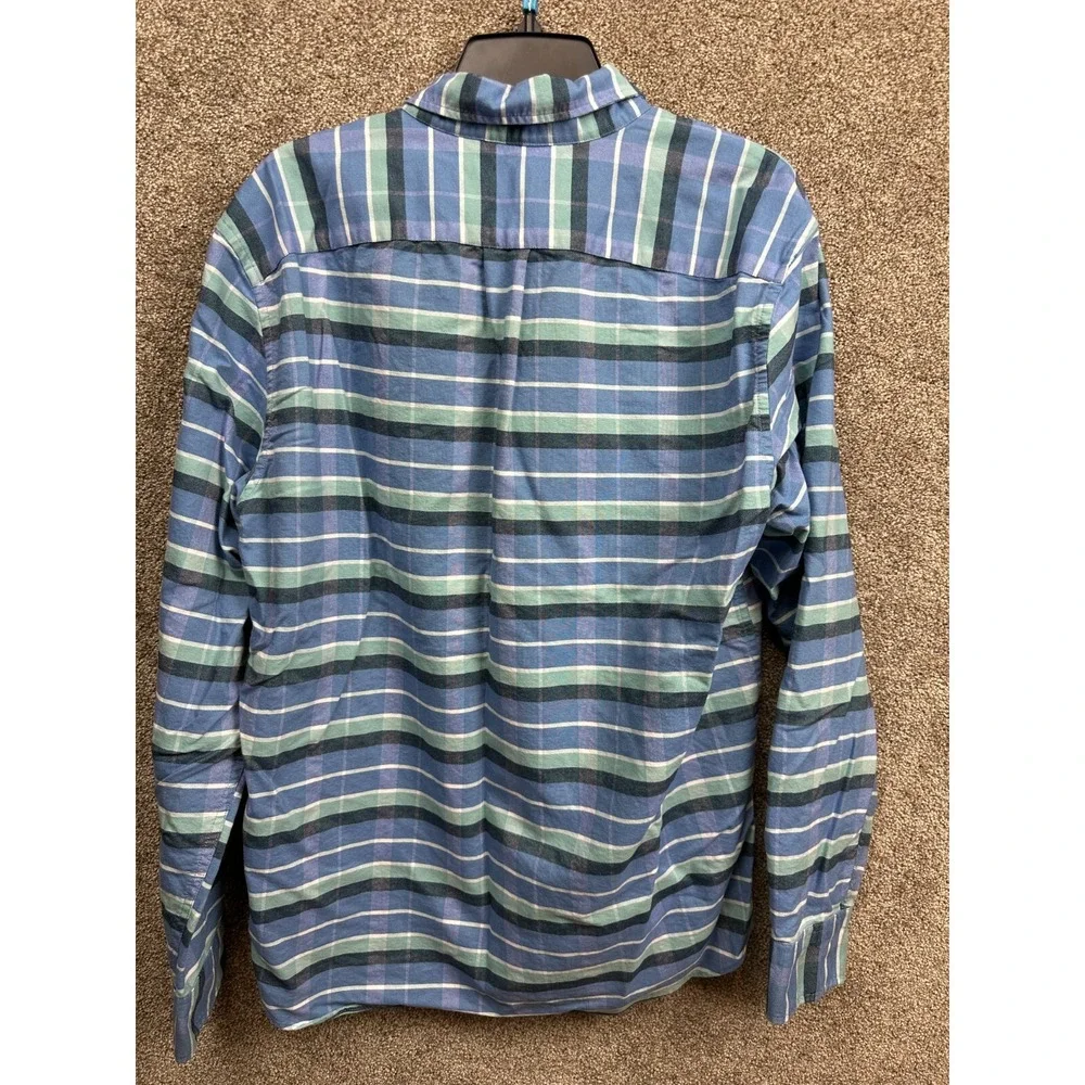 J Crew Blue Green Plaid Long Sleeve Button Down Shirt Mens Slim‎ X-Large